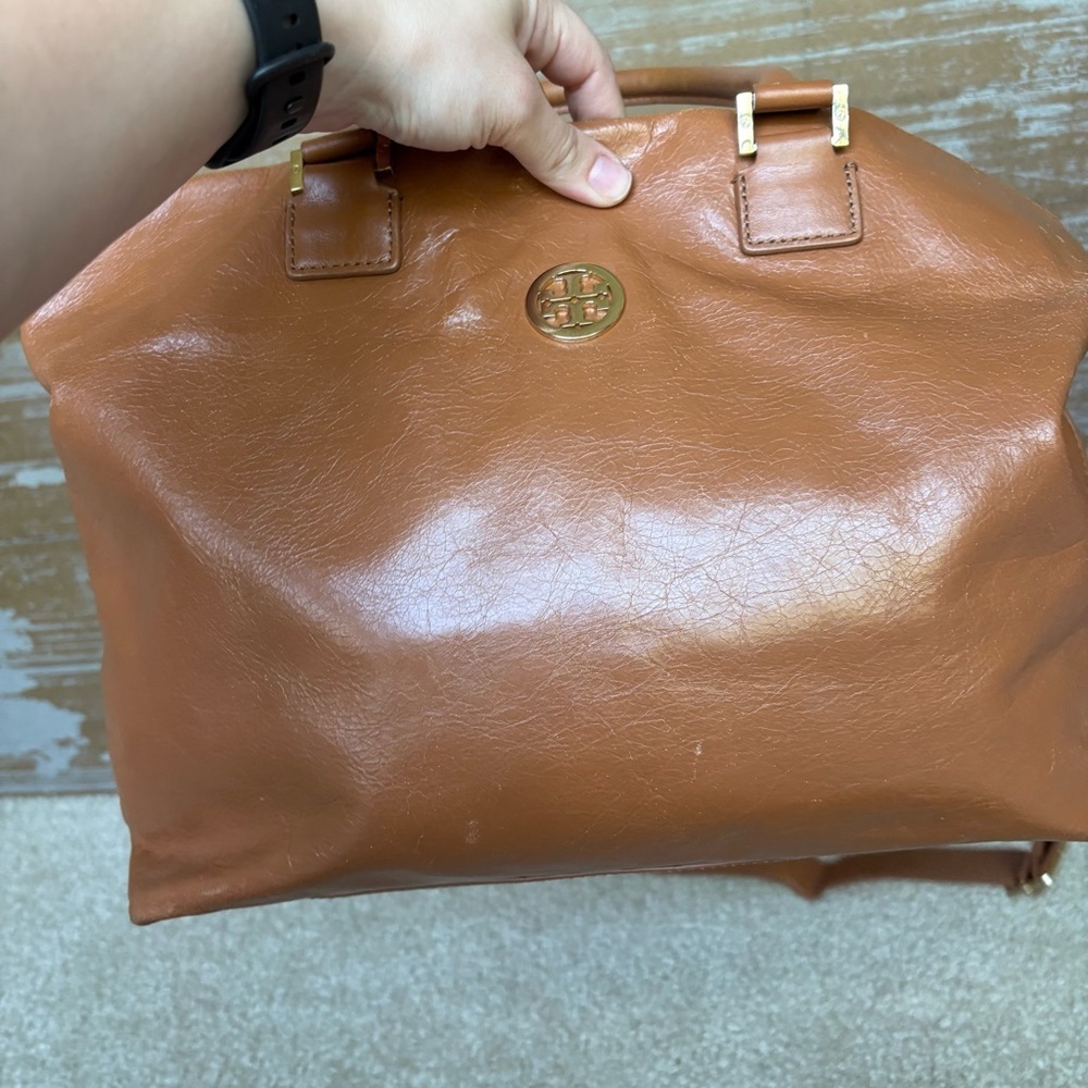 Tory Burch Dena Crossbody Purse Brown Leather Preppy Classic Gold Hardware - Picture 3 of 16